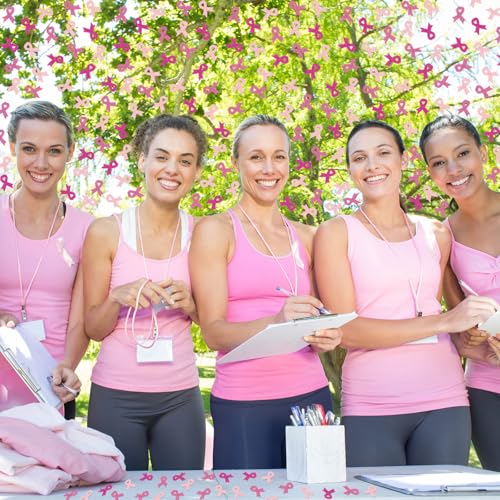 Image of Whaline 300 Pcs Breast Cancer Awareness Table Confetti Ribbon Shaped Glitter Confetti Pink Table Centerpiece For Party Decoration