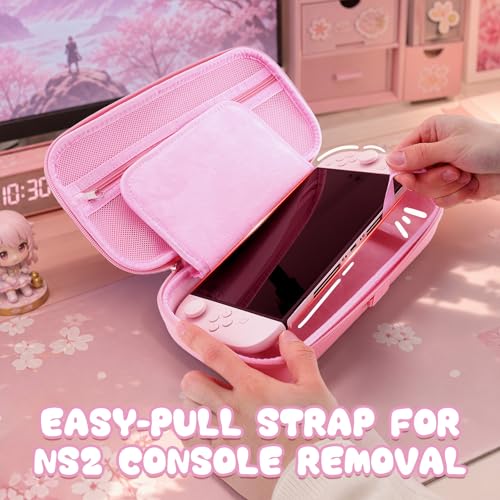 Funda para Nintendo Switch 2 playvital con protector rosa de silicona 6