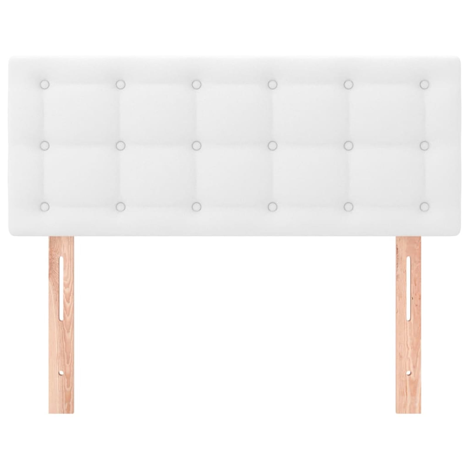 Gecheer Testiera Bianca in Similpelle, Spalliera Imbottita con Design Bottoni, Gambe in Legno Robuste e Stabili, 80x5x78/88 cm per Letto Singolo o Matrimoniale