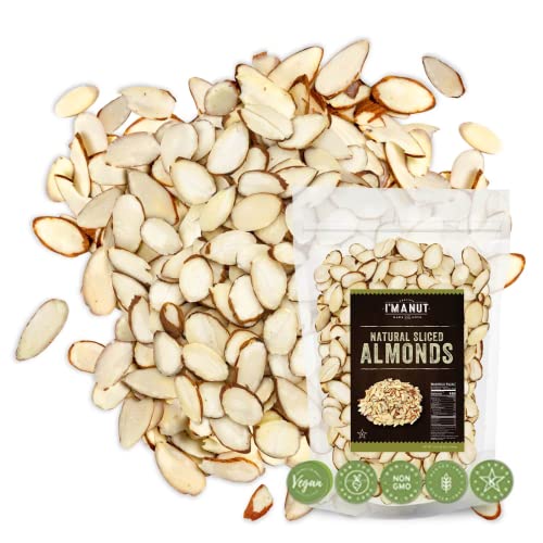 Premium Raw Unsalted Sliced Almonds 16oz (1 lb) | Superior Gourmet Quality | Batch Tested Gluten & Peanut Free | Non-GMO | No PPO | Unblanched for Maximum Nutrition & Flavor