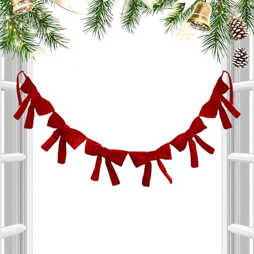 Lazos navideños - Adornos de terciopelo para decoración de fiestas, lazos de terciopelo de Navidad para fiestas, para repisas de chimenea, escaleras, jardín, patio, centro comercial, chimenea, puertas