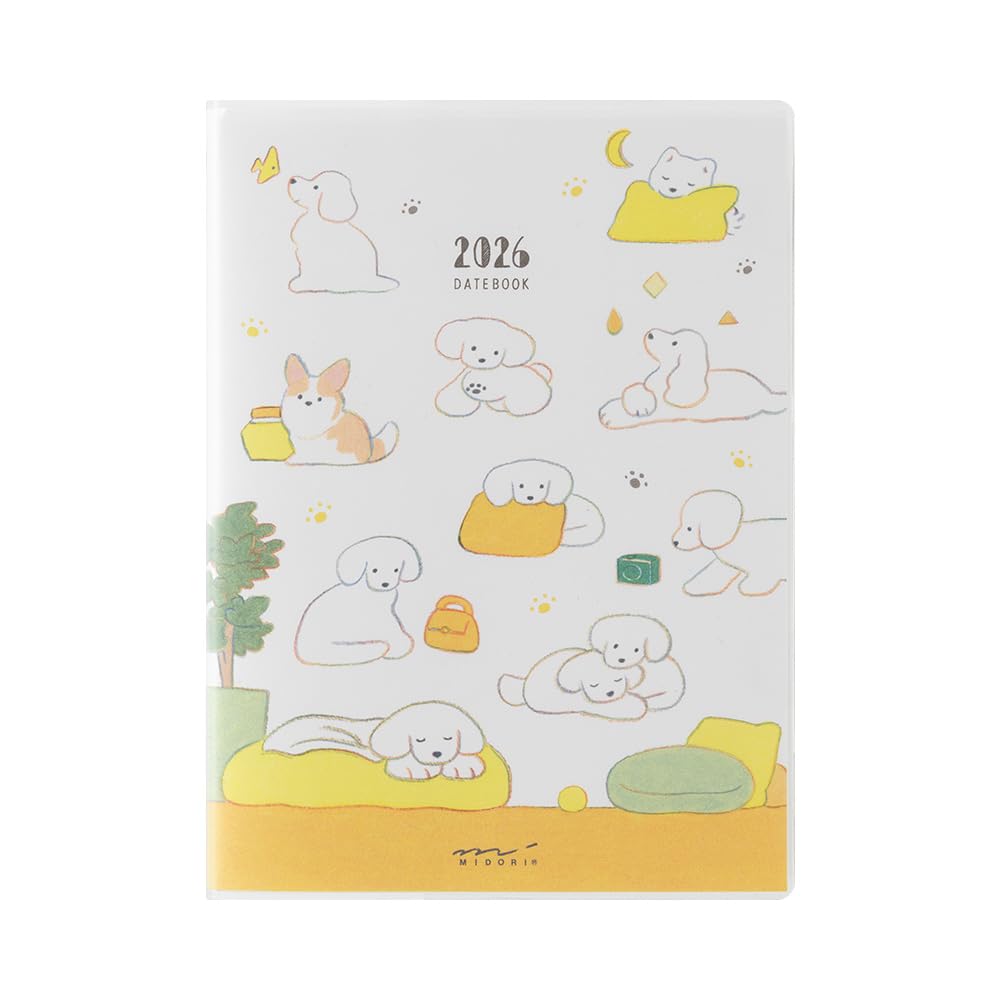 Midori 2026 A6 Weekly Planner Dog Pattern Pocket Diary Monday Start Japan