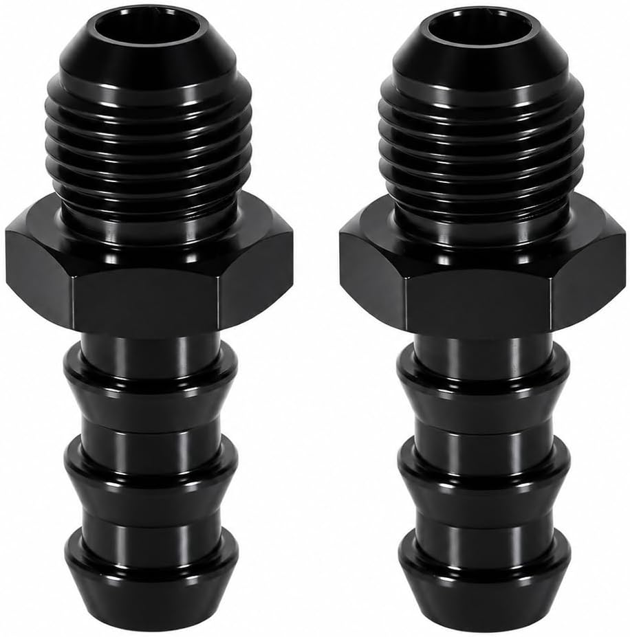 Ucreative 10AN Male Flare to 3/8 Inch Hose Barb Straight Fitting Adapter Black 2PCS