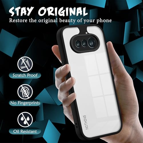 Image of V-TAN Back Cover for Nothing Phone 4A | TPU | Transparent Crystal Clear Case Compatible with Nothing 4A | Camera Protective Shockproof Mobile Cover Design (Black)