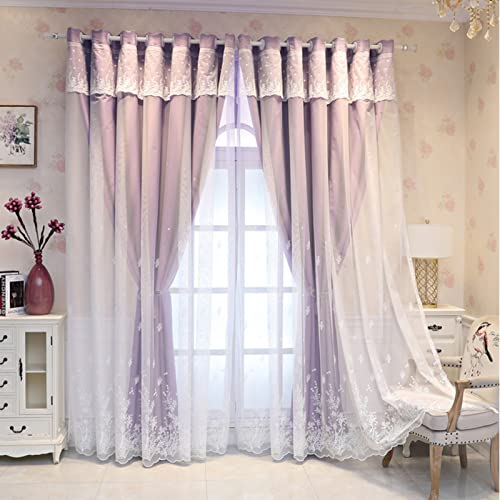 JGYZD Cortinas Opacas Térmicamente Aislantes Cortinas Bordadas de Encaje de Doble Capa Cortinas Insonorizadas Dormitorios de Niños y Niñas en La Sala de Estar Cover