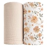 Koomuao 2 Stück Baby Musselin 100% Baumwolle Weiche Spucktücher Baby,Waschlappen Moltontücher,Atmungsaktiv und Extrem Saugfähig Musselin Tuch 100x100cm (D)