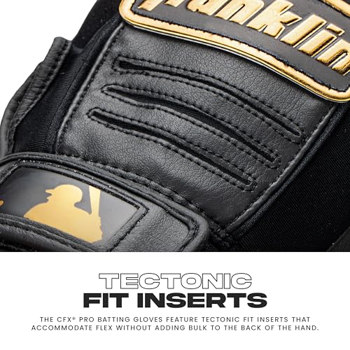 Franklin Sports MLB MLB CFX Pro Batting Gloves - Adult Medium - Black/Gold - image 4