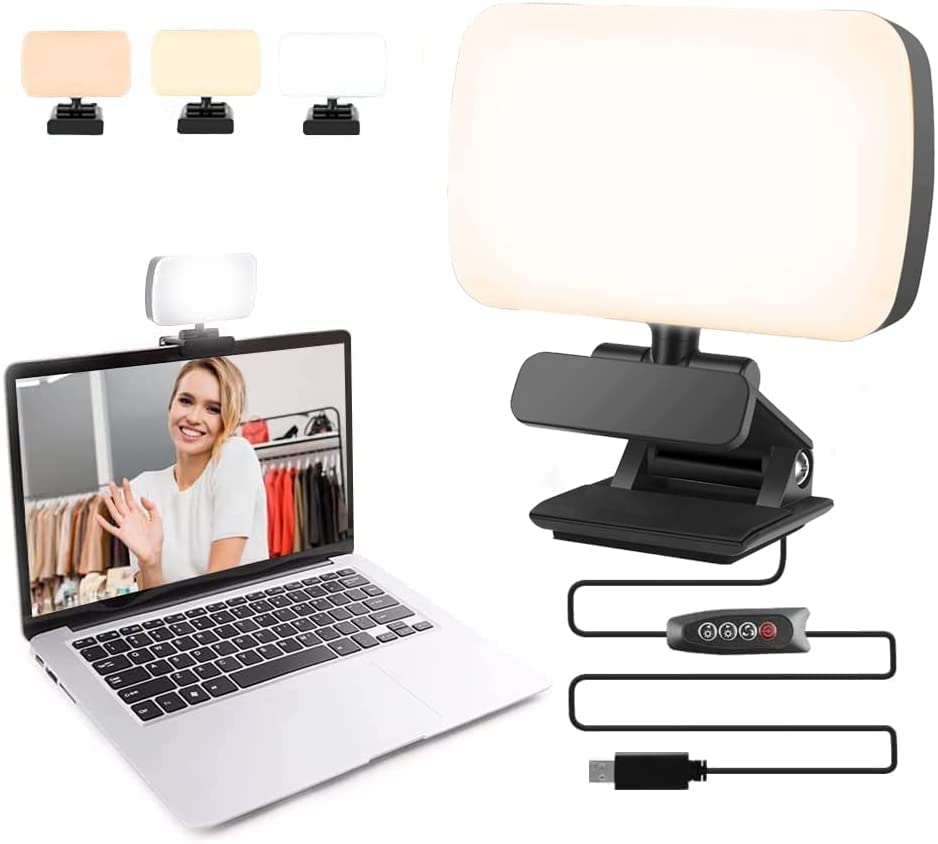 TECHVIDAVideo Light LED Adjustable Brightness Conference Lighting Kit for Laptop, Computer, with Webcam Mount (MX-5469)
