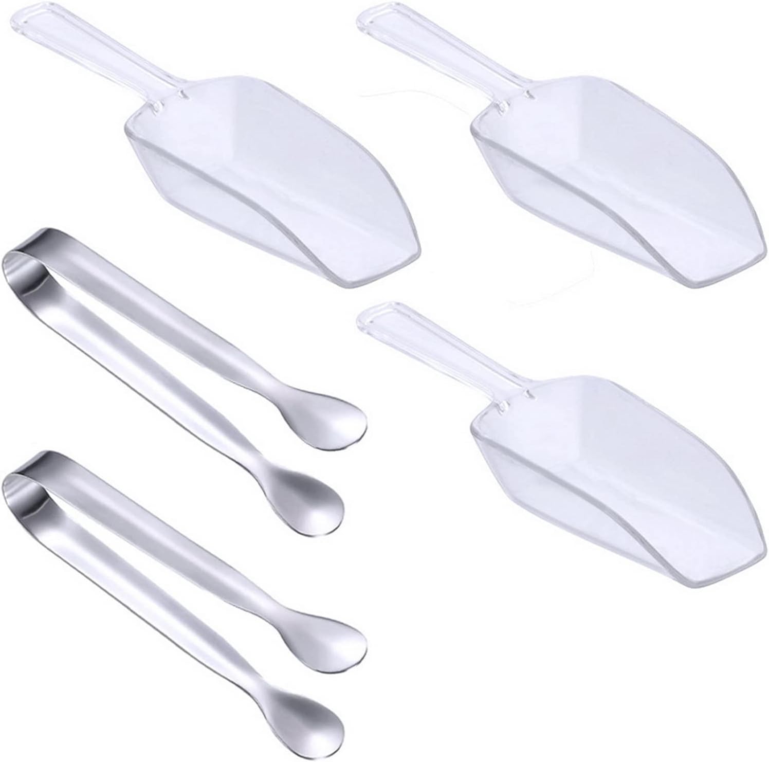 2 PCS Sugar Tongs and 3 Pcs Mini Basic Measuring Shovel Spoon Serving Tongs Scoop Gadgets Ice Tongs Set for Sweet and Party