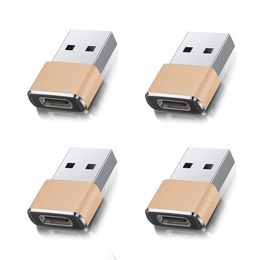 Etzin USB 3.1 Type C USB C Female to USB Male Adapter USB-C Female to USB Male, USB Type C Female to USB OTG Adapter Data Transfer Adapt etc. (Pack-of-4, Golden)