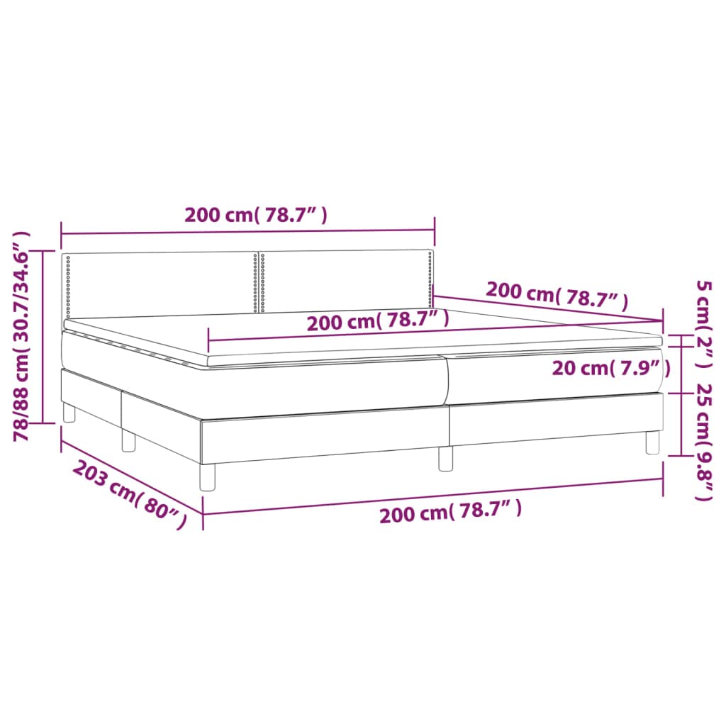 Łóżko kontynentalne z materacem ciemnoszarym 200 x 200 cm, z regulowanym zagłówkiem, materac ze sprężynami kieszeniowymi, w zestawie ochraniacz na materac, idealne do spania w sypialni