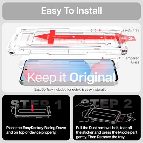 Image of KAPAVER GT Series Clear Tempered Glass Screen Guard Protector for Galaxy S24 FE (Glass with EasyDO Applicator)- 2 Pack