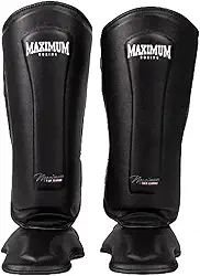 Maximum Caneleira Classic Powerface para Muay Thai e Kickboxing, Tamanho G, Preto