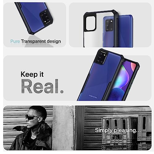 Image of Pikkme Samsung Galaxy A31 Back Cover | Crystal Clear Transparent Back | Ultra Hybrid | Full Camera Protection | Raised Edge | Bumper Back Case for Samsung Galaxy A31 (Black)