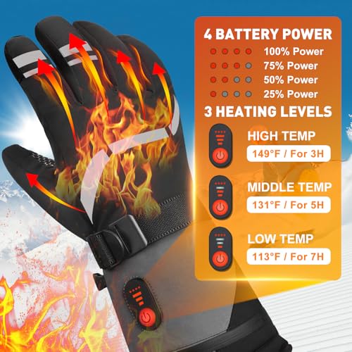 Stofiro Heated Gloves for Men Women,Electric Gloves with 2 Rechargeable Battery,3 Heating Levels,4 Power Indicator,Touchscreen,Gift Thermal for Cold Winter Outdoor Work/Skiing/Motorcycling,Extra Large by Stofiro - Image 2