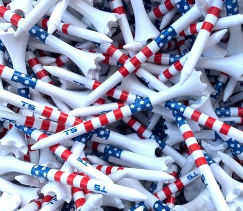 TRUESTRIKE Premium USA Golf Tees – 3¼" or 2¾" Durable Plastic Performance Tees (100 Pack) – Made in USA – Bulk Value Pack - Stars and Stripes 3 1/4 by TRUESTRIKE - Used condition - US$16.03