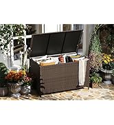 PeakPursuit 180 Gallon Outdoor Storage Box with Wheels，Waterproof Large Patio Deck Box, Weather-R...