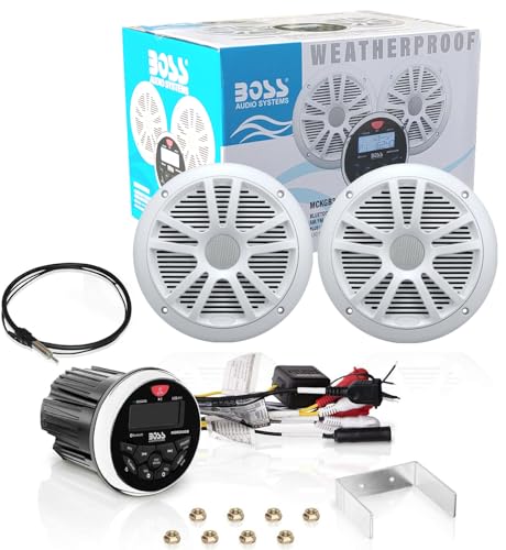 Kit marin étanche avec récepteur Bluetooth et enceintes 16,5 cm pour écouter la musique en bateau