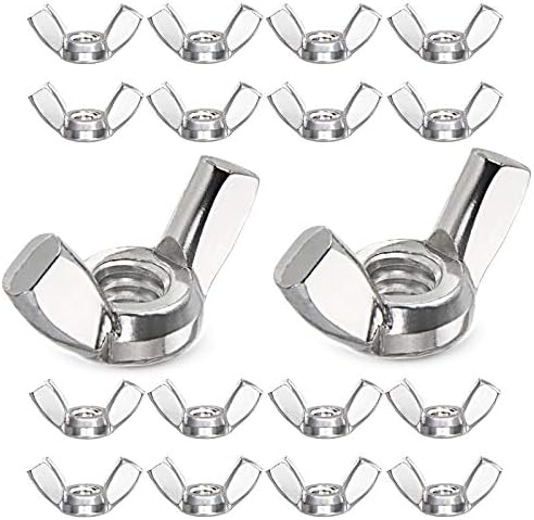 Wing Nuts,1/4"-20 Wing Nuts,304 Stainless Steel Wing Nuts,Fasteners Parts Butterfly Nut,Hurrican Screws Hand Twist Tighten Ear Wingnuts,50PCS