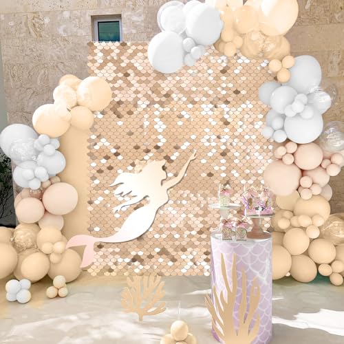 Image of Champagne Shimmer Wall Backdrop 6ftx4ft - Sequin Wall Panel for Birthday, Wedding, Engagement & Disco Decoration