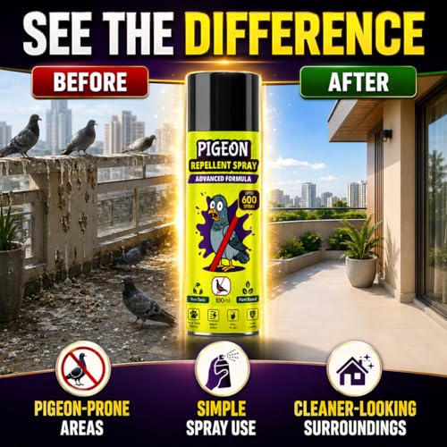 Image of Pigeon Repellent Spray for Balcony, Windows & Outdoor Use | Anti Pigeon Spray for Home, Terrace, AC Outdoor Unit, Roof, Ledges & Parking Areas | Bird Deterrent 100ml (2 x 100ml)