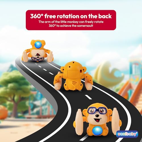 Image of Uonibaby by StarAndDaisy Baby Dancing Monkey Toy with 360 Degree Rotation, Clap Activated Music and LED Lights | Interactive Learning Toy for Babies Toddlers Kids Boys Girls -Yellow