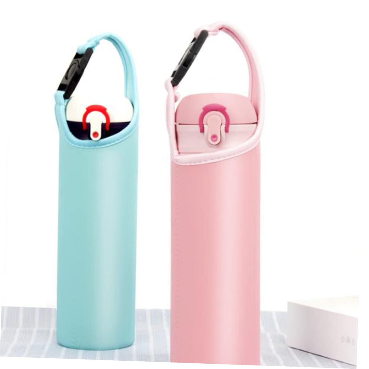 Happyyami Custodia Termica per Bottiglia Automatico Adesivi Cuore di Pesca Copertura Lucida Dell'orologio Astuccio Cucire Strass Portatori Trasportatore d'Acqua Portabevande Kit