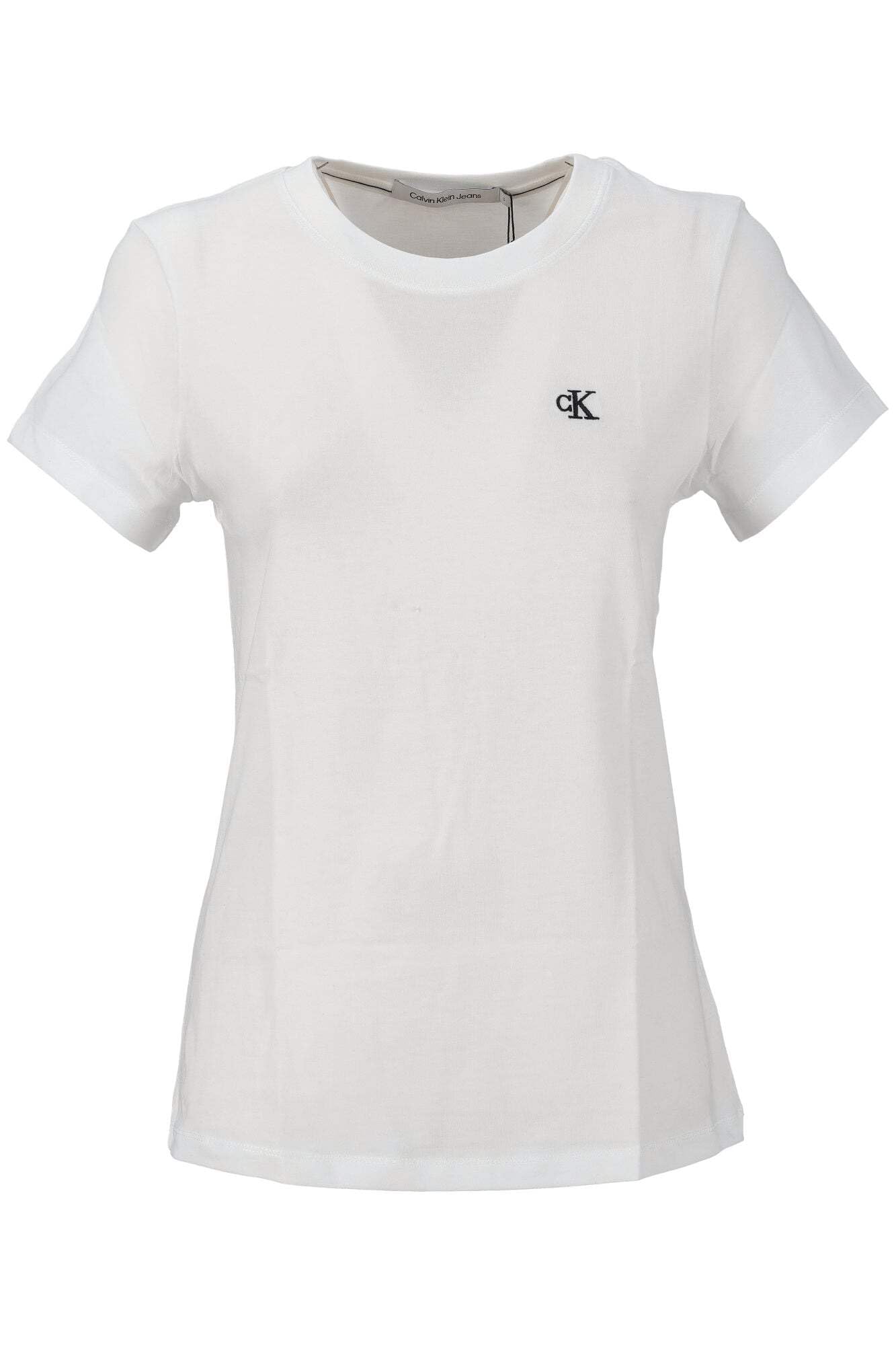 Calvin Klein Jeans Damen Embroidery Slim Tee J20j212883 Kurzarm Strickoberteile, Weiß (Bright White), M EU