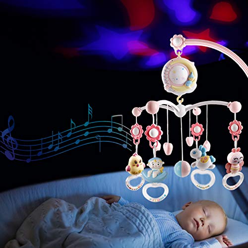 Baby Musical Crib Mobile With Timing Function Projector And Lights,Hanging Rotating Rattles And Remote Control Music Box With 150 Melodies,Toy For Newborn 0-24 Months #TOP6
