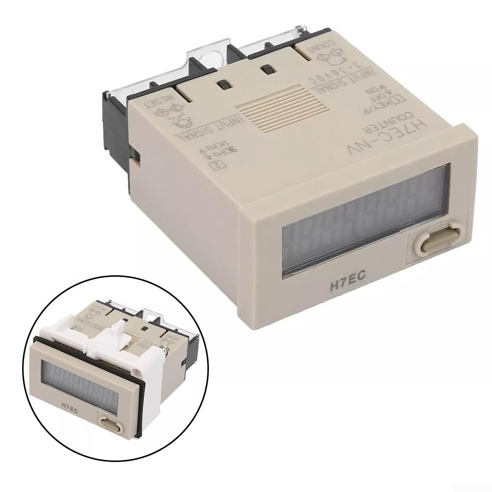 Zilimontt Digitaler elektrischer Totalisator H7EC NV mit LCD-Display für genaue Zählung in verschiedenen Gleichspannungseinstellungen, elektronischer Zähler AC 3–36 V, digital, elektrisch
