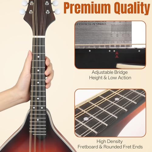 image for Kmise Mandolin Instrument A Style, Acoustic Mandolins Instrument Kit 8