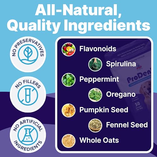 Image of Pup Labs ProDenta, All-Natural Dog Dental Powder for Teeth Cleaning, Dental Powder for Dogs Teeth with Breath Freshener. Easy to use for Tartar Removal and Leaky Gums. Made in USA, 30 Servings