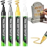 NWIUREN 4 Pieces Waterproof Stone Touch-up Pen for Headstone Inscription Restoration and Tombstone Repair, Strong Coverage, Ideal for Gravestone Lettering and Memorial Inscriptions