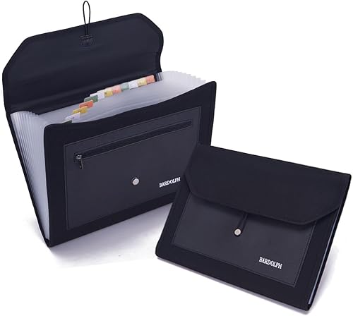 BARDOLPH Organizador de archivos de acordeón con 13 bolsillos expansible con etiquetas, tamaño carta A4, organizador de recibos de documentos,