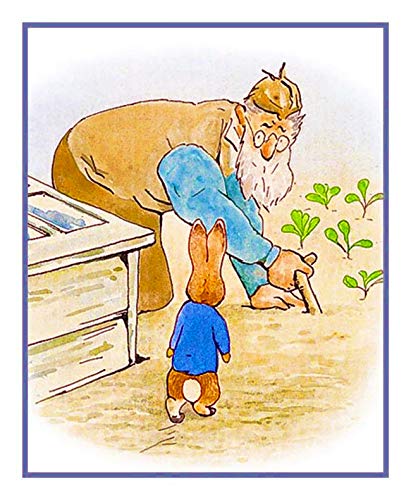 Peter Rabbit and Mr. McGregor Inspired by Beatrix Potter Counted Cross Stitch Pattern