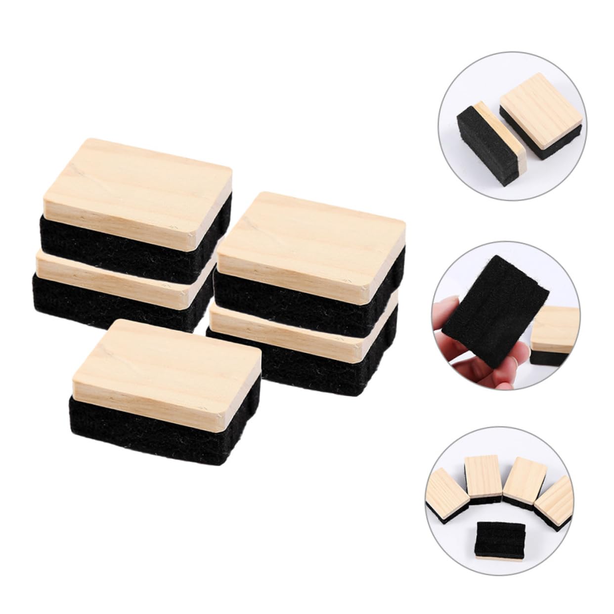 jojofuny 4 Ensembles La Gomme Gommes À Effacer Tableaux Blancs Classe En Feutre De Laine À Craie En Bois Pour Tableau Noir s De Fournitures Scolaires 5 Pièces * 4