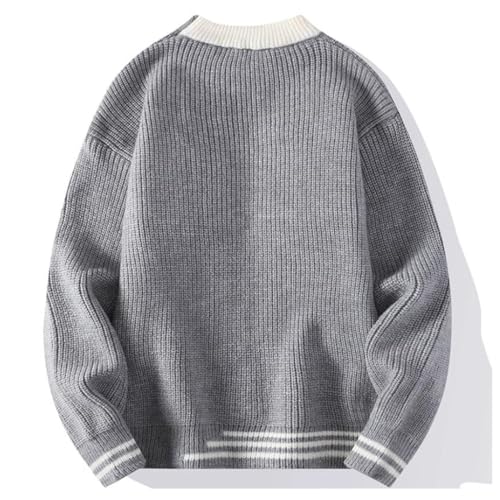 Men's Sweater Solid Color Knitted Sweater with Thickened Velvet and Warm Thread for Men's Pullover(2XL)2