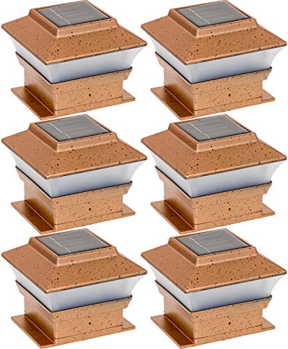 6 Pack Solar Power Plastic Outdoor Garden Deck Patio Fence Pathway Post Light for 4x4 Wood Posts