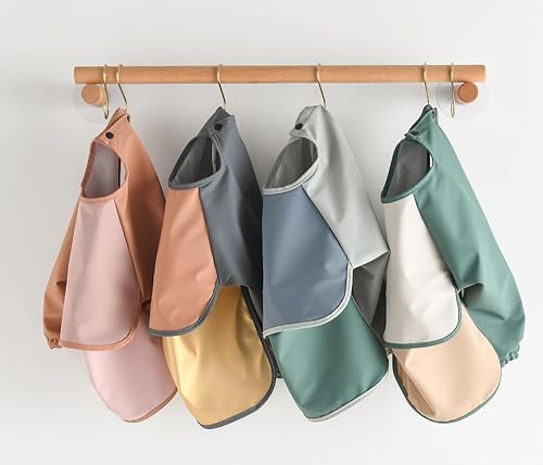 Miniatura 8 de Baberos impermeables para bebés babero de manga larga para bebés con atrapa alimentos fácil de limpiar y lavable súper suave