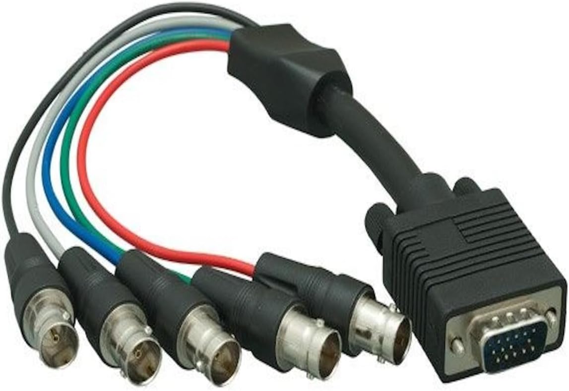 1 ft. VGA HD15 Male to 5-BNC RGBHV Female Monitor Cable Black