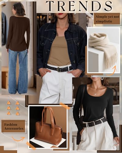 4 Pack Women's Scoop Neck Long Sleeve Tops, Loose Casual Cotton T-Shirts Fall Layer Trendy Basic Tee for Ladies2