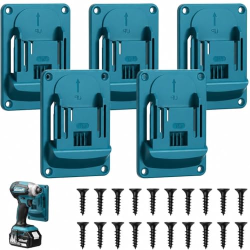 5 Pièces pour Mural Makita 18v, Support Machine avec 40 Vis Porte Outils Mural Pour Perceuse Rangement Des Outils a Montage Mural pour Outils de Forage, Cyan...