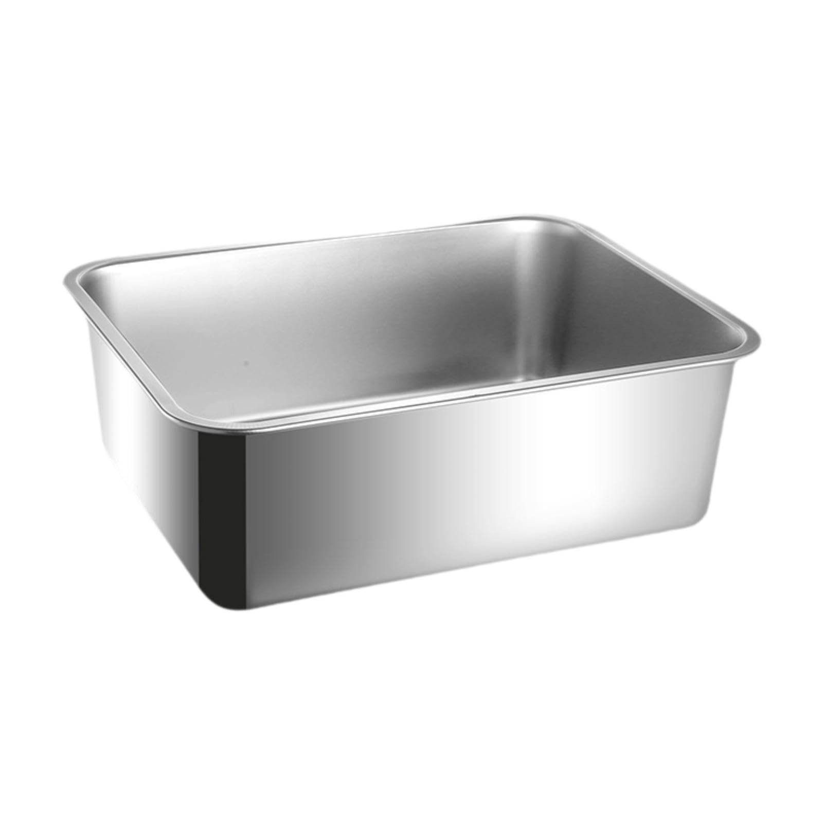 Katzenklo Edelstahl Katzenstreu Box Katzentoilette Hohe Seiten Offene Streuwanne rutschfest Leicht zu Reinigen für Kleine Katzen Und Kaninchen Innenbe, 44.5 cm X 34.5 cm