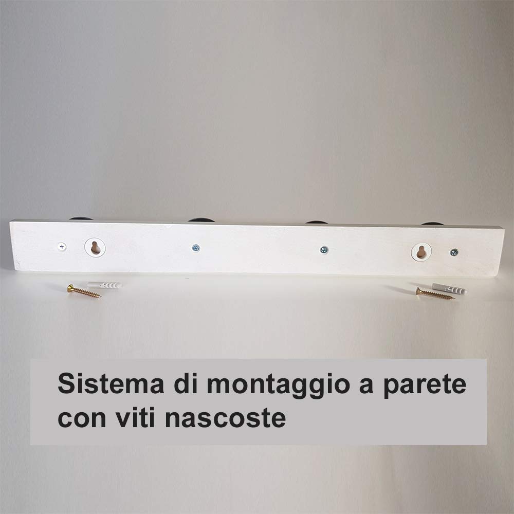 POMOLINE Appendiabiti da Parete Posti Laccata Bianco Lavanda Provenza Vintage Retro 485x50MM