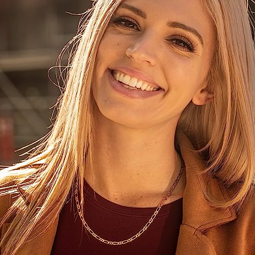 LIFETIME JEWELRY Beveled Italian Figaro Chain for Men & Women 24k Real Gold Plated Gold Necklace 16 to 36 Inch2