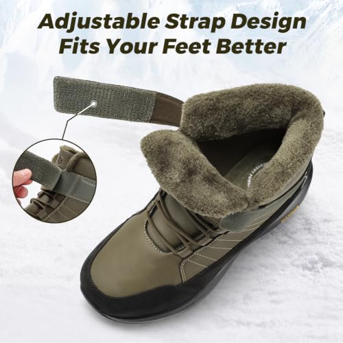 Image of FitVille Wide Width Mens Winter Boots Fur Lined Extra Wide Snow Boot Lightweight Non Slip Outdoor Mens Diabetic Shoes for Flat Feet