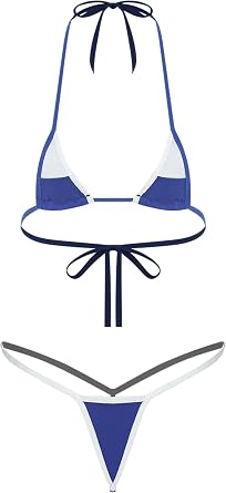TiaoBug Womens Sexy 2 Piece Micro Bikini Set Bathing Suit Lace-up Bra Tops with Low Rise Mini T-Back