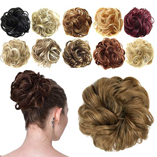 FESHFEN Hair Bun Extensions Messy Curly Hair Scrunchies Hairpieces Synthetic Donut Updo Hair Pieces for Women Girls