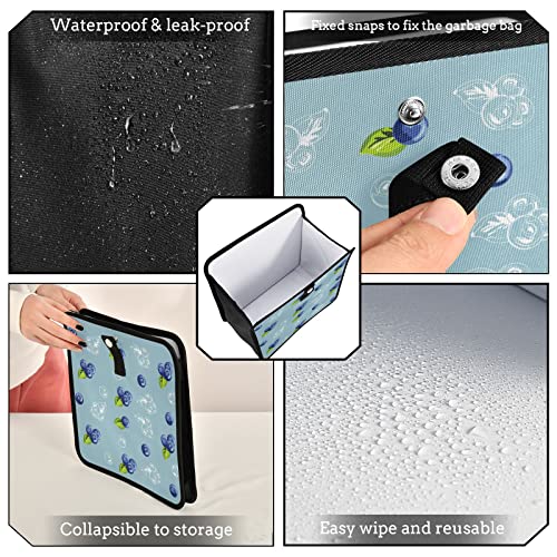 Image of Blueberry Car Trash Can Cute Fruit Foldable Hanging Car Trash Bag Bin Auto Garbage Can Leak-Proof Car Organizer(Large)