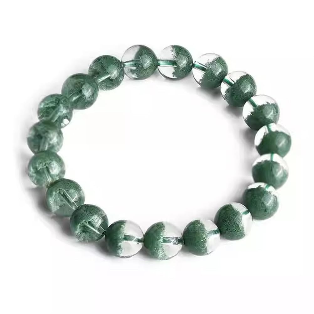 Grünes Phantomquarz-Armband | Natürliche Stretch-Schatzbecken-Kristallarmbänder | Runde Energie-Edelsteinperlen | Für Frauen & Männer, Paare,13mm